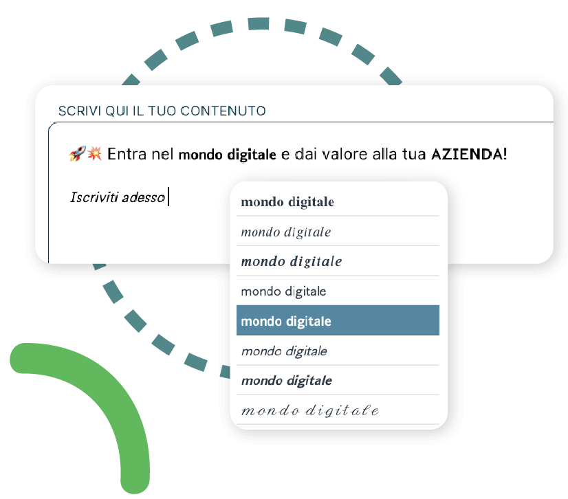 pubblie testo caratteri font speciali